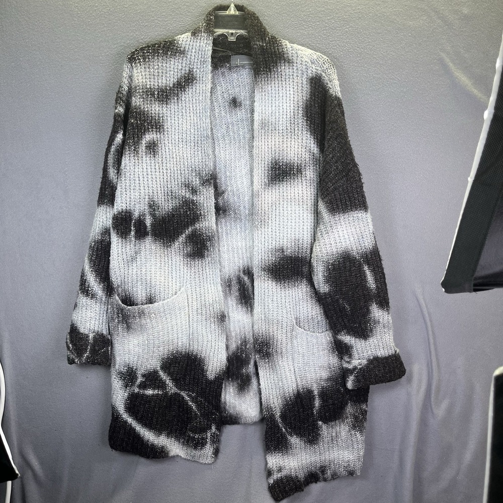Anthropologie Avalon Tie-Dye Long Cardigan Knit Sweater Pockets Gray ‎ So Relax